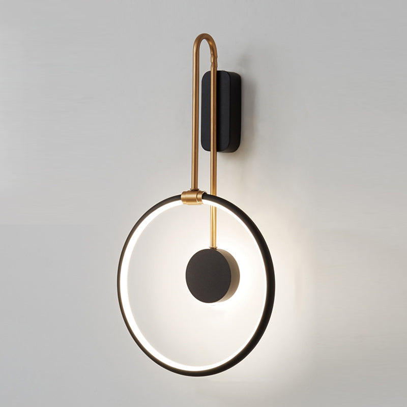 Metal Round Wall Mounted Lamps Modern Style 1 Light Wall Lighting Fixtures