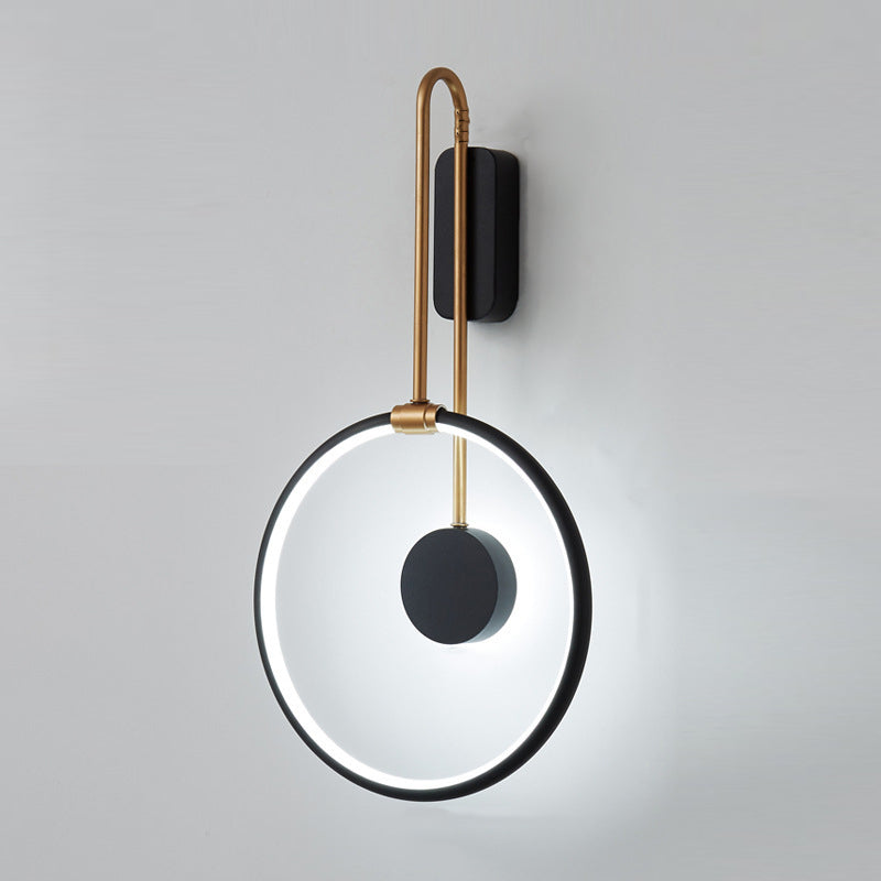 Metal Round Wall Mounted Lamps Modern Style 1 Light Wall Lighting Fixtures