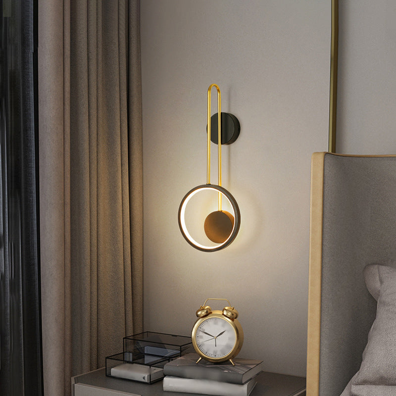 Metal Round Wall Mounted Lamps Modern Style 1 Light Wall Lighting Fixtures