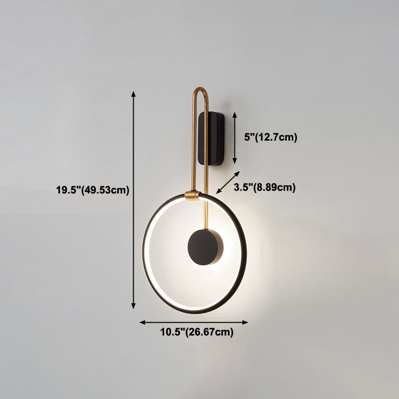 Metal Round Wall Mounted Lamps Modern Style 1 Light Wall Lighting Fixtures