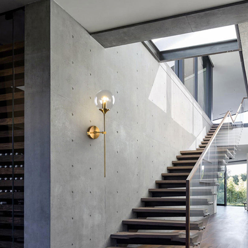 Glass Ball Wall Mounted Lamps Modern Style 1 Light Wall Lighting Fixtures