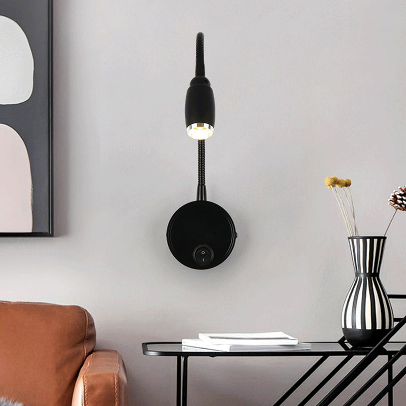 Modern Style Round Wall Lighting Fixtures Metal 1 Light Wall Mounted Reading Lights