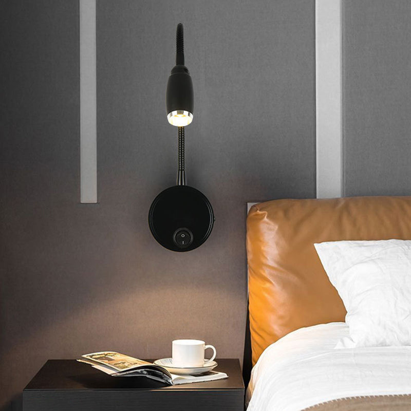 Modern Style Round Wall Lighting Fixtures Metal 1 Light Wall Mounted Reading Lights