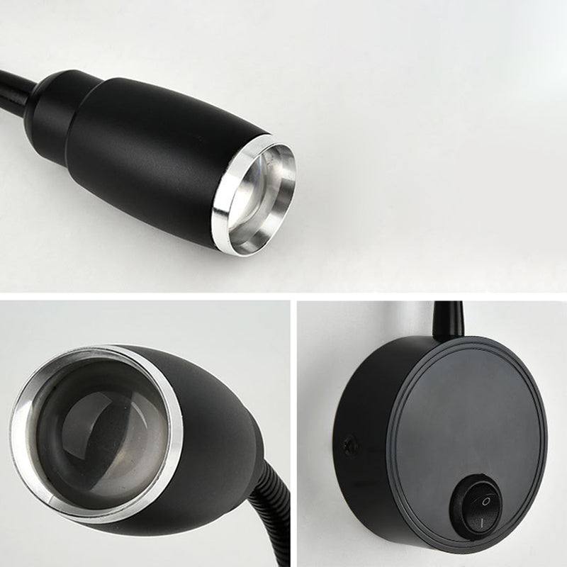 Modern Style Round Wall Lighting Fixtures Metal 1 Light Wall Mounted Reading Lights