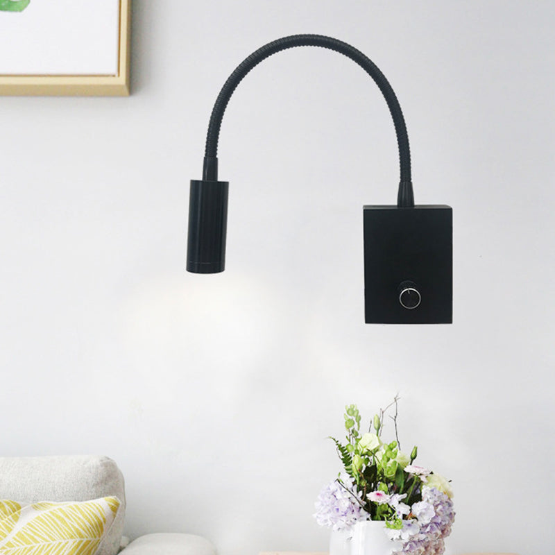 1 Light Square Wall Sconces Modern Style Metal Wall Mounted Reading Lights in Black