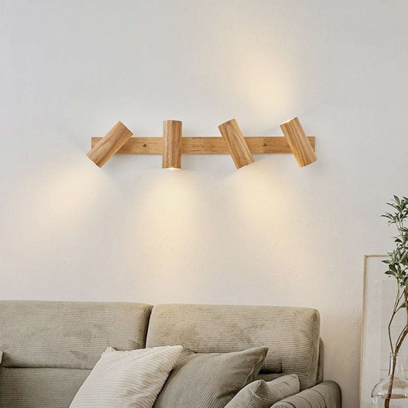 1 Applexion murale cylindrique légère Éclairage mural en bois moderne pour salle à manger