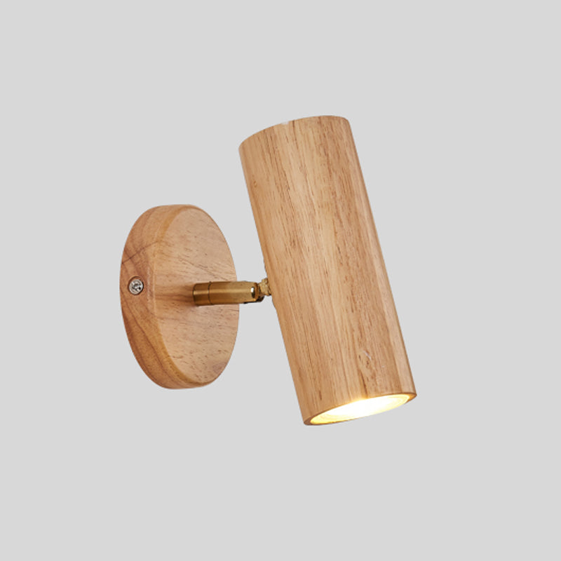 1 Applexion murale cylindrique légère Éclairage mural en bois moderne pour salle à manger