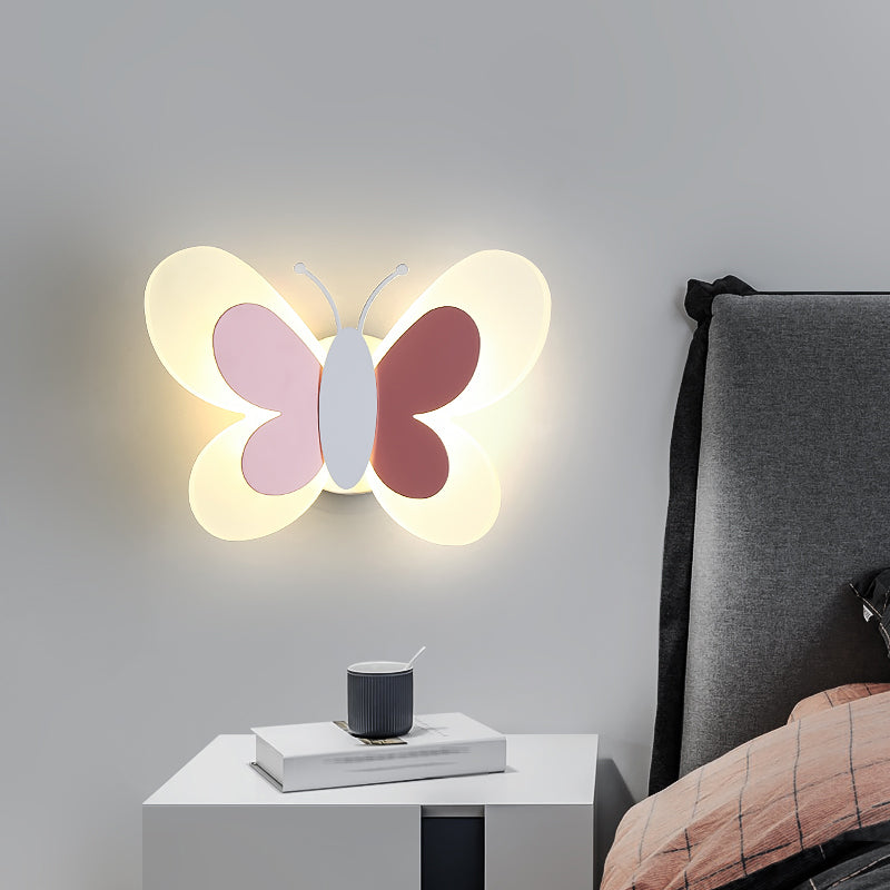 1 Light Butterfly Wall Sconce Modern Style Metal Wall Lighting for Bedroom