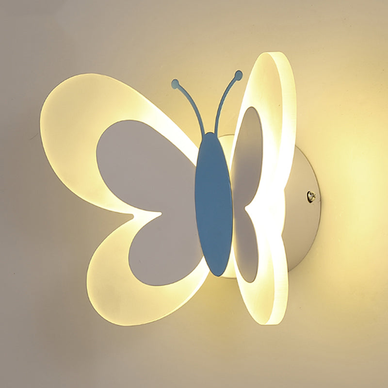 1 Light Butterfly Wall Sconce Modern Style Metal Wall Lighting for Bedroom