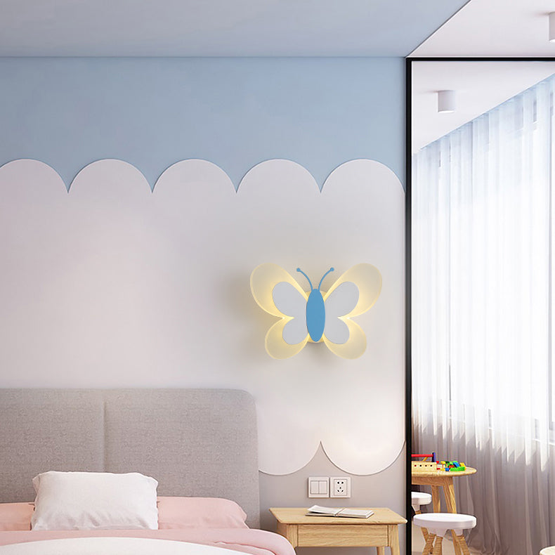 1 Light Butterfly Wall Sconce Modern Style Metal Wall Lighting for Bedroom