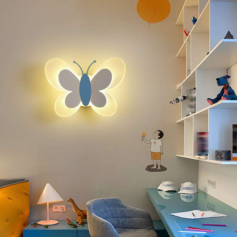 1 Light Butterfly Wall Sconce Modern Style Metal Wall Lighting for Bedroom