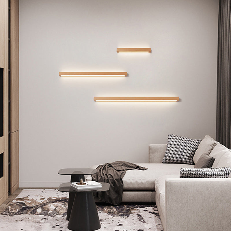 Iluminación de pared de madera de estilo de pared de tira de 2 luces para dormitorio