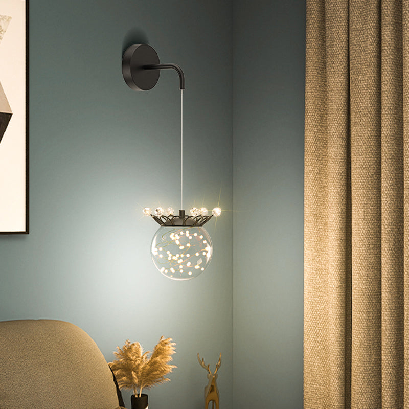 Ball Shape Glass Wall Light Modern Style Multi Lights Wall Mount Light