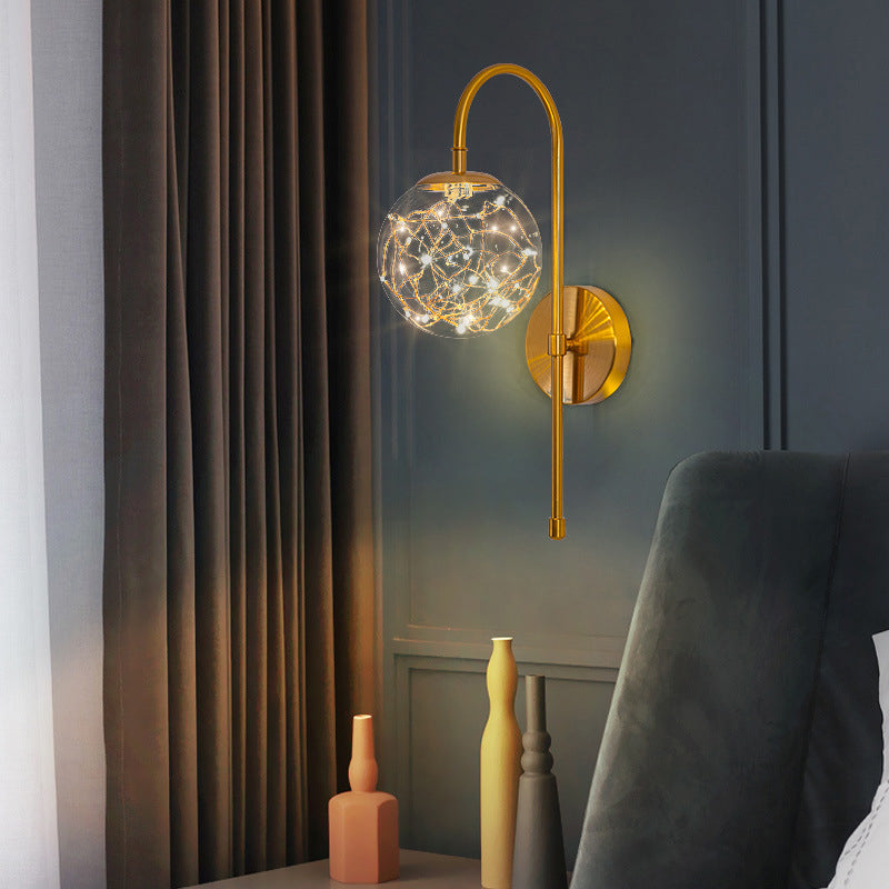 Modern Style Ball Wall Mounted Lamps Glass 1 Light Wall Lamps in Gold