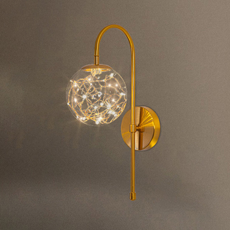 Modern Style Ball Wall Mounted Lamps Glass 1 Light Wall Lamps in Gold