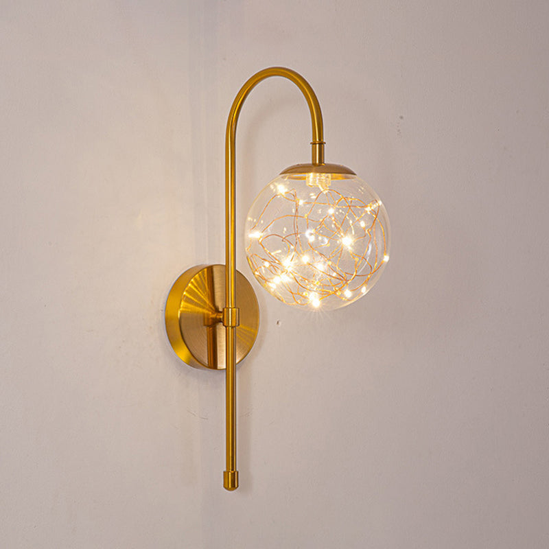 Modern Style Ball Wall Mounted Lamps Glass 1 Light Wall Lamps in Gold