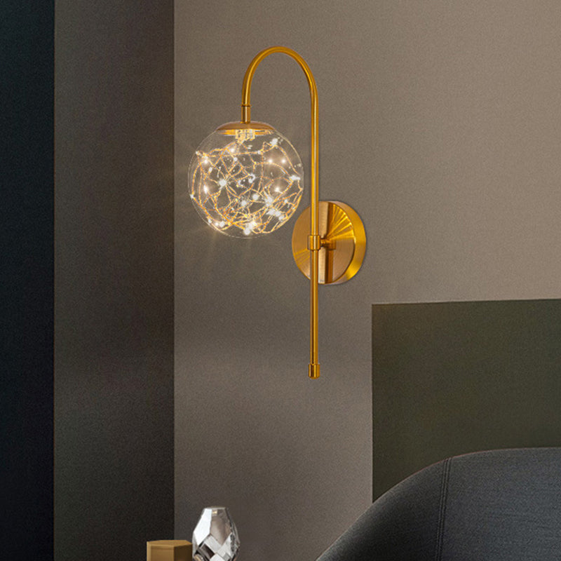 Modern Style Ball Wall Mounted Lamps Glass 1 Light Wall Lamps in Gold