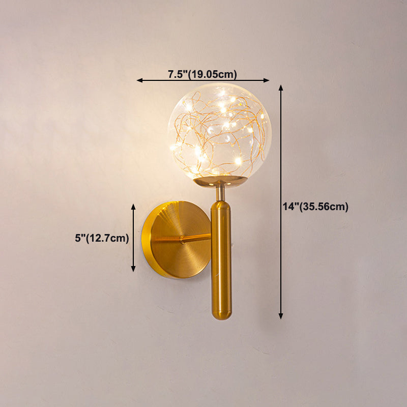 Modern Style Ball Wall Mounted Lamps Glass 1 Light Wall Lamps in Gold
