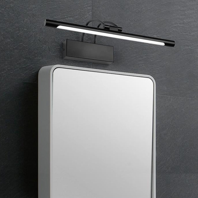 Metal Linear Shade Wall Sconce Modern Style 1 Light Mirror Wall Mount Lighting in Black