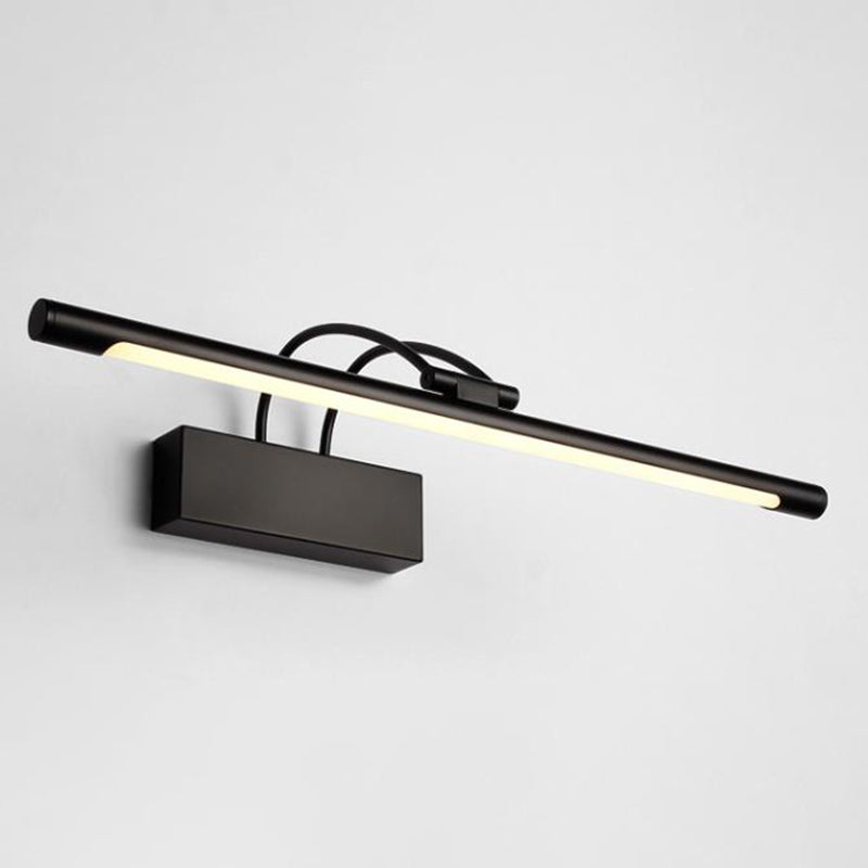 Metal Linear Shade Wall Sconce Modern Style 1 Light Mirror Wall Mount Lighting in Black