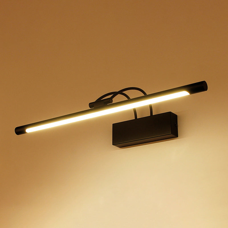 Metal Linear Shade Wall Sconce Modern Style 1 Light Mirror Wall Mount Lighting in Black