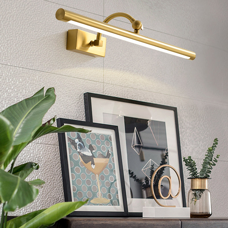 Linear Shade Metal Wall Sconce Modern Style 1 Light Mirror Wall Mounted Light Fixture