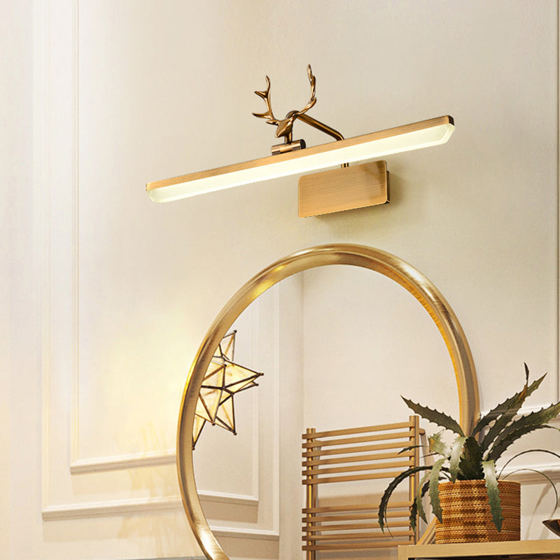 Linear Shade Metal Wall Sconce Modern 1 Light Mirror Wall Mount Light Fixture