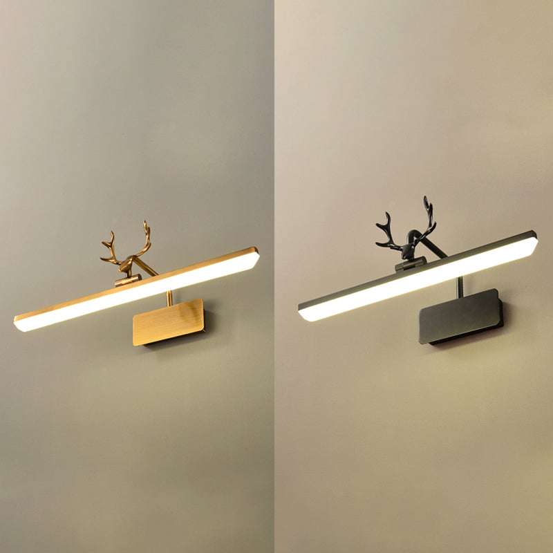 Linear Shade Metal Wall Sconce Modern 1 Light Mirror Wall Mount Light Fixture