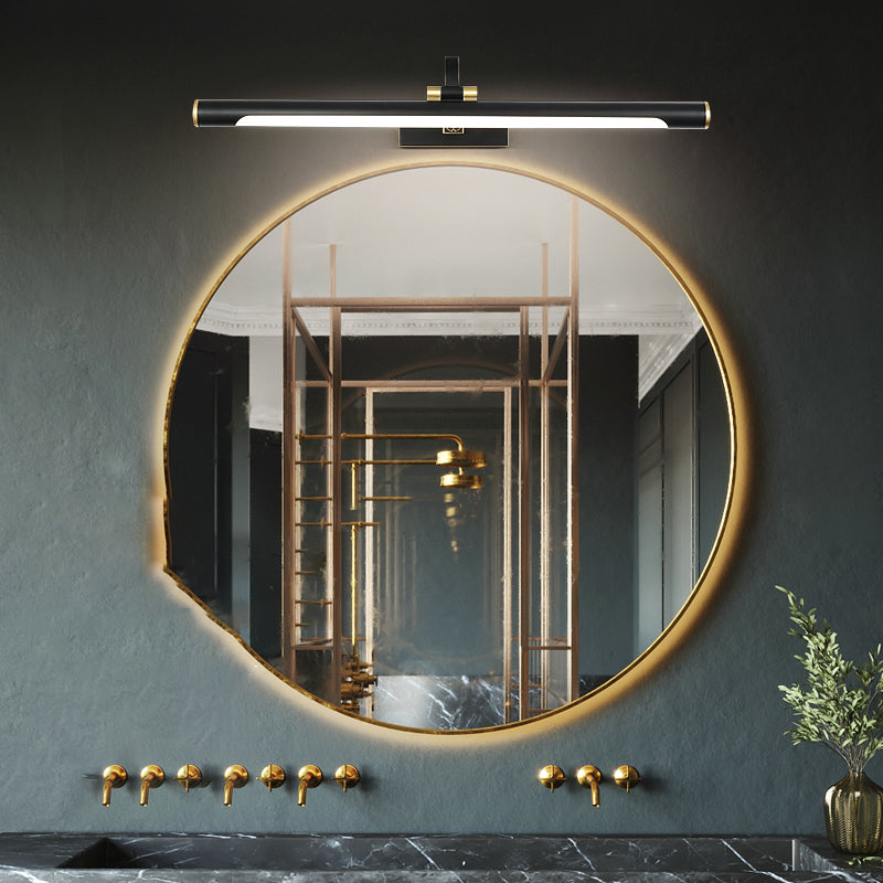 Linear Shade Metal Wall Sconce Modern 1 Light Mirror Wall Mount Light