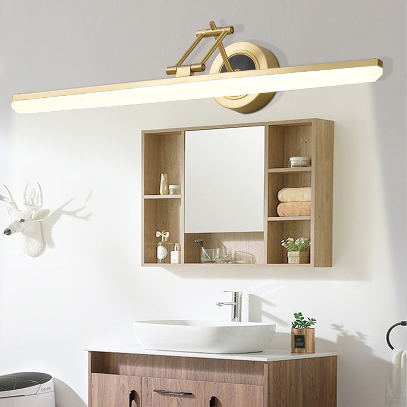Linear Shade Metal Wall Sconce Modern Style 1 Light Mirror Wall Mounted Light Fixture