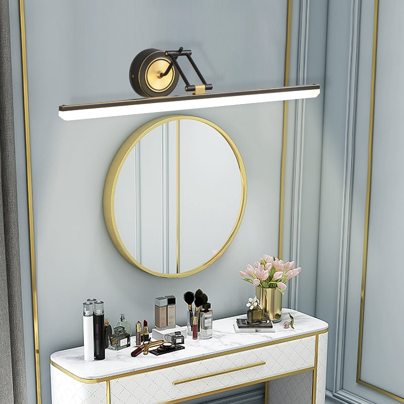 Linear Shade Metal Wall Sconce Modern Style 1 Light Mirror Wall Mounted Light Fixture