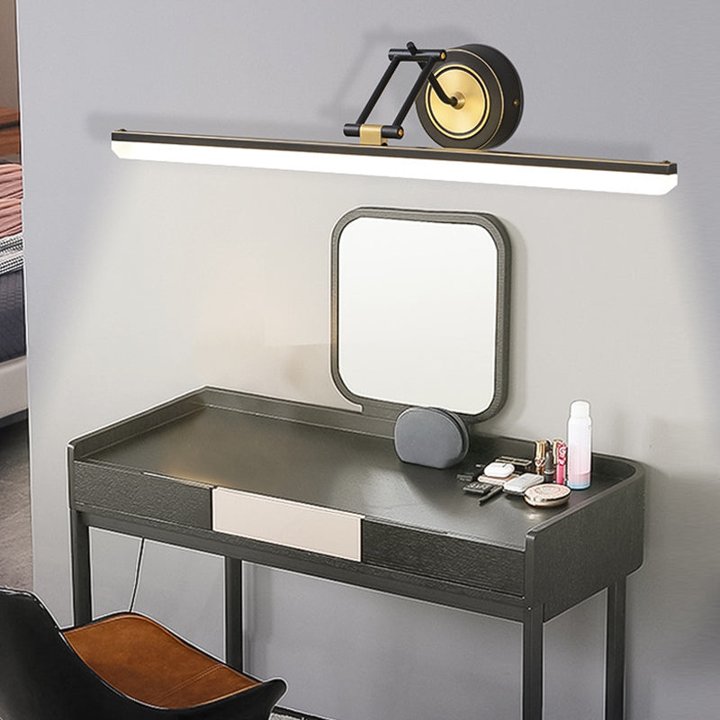 Linear Shade Metal Wall Sconce Modern Style 1 Light Mirror Wall Mounted Light Fixture
