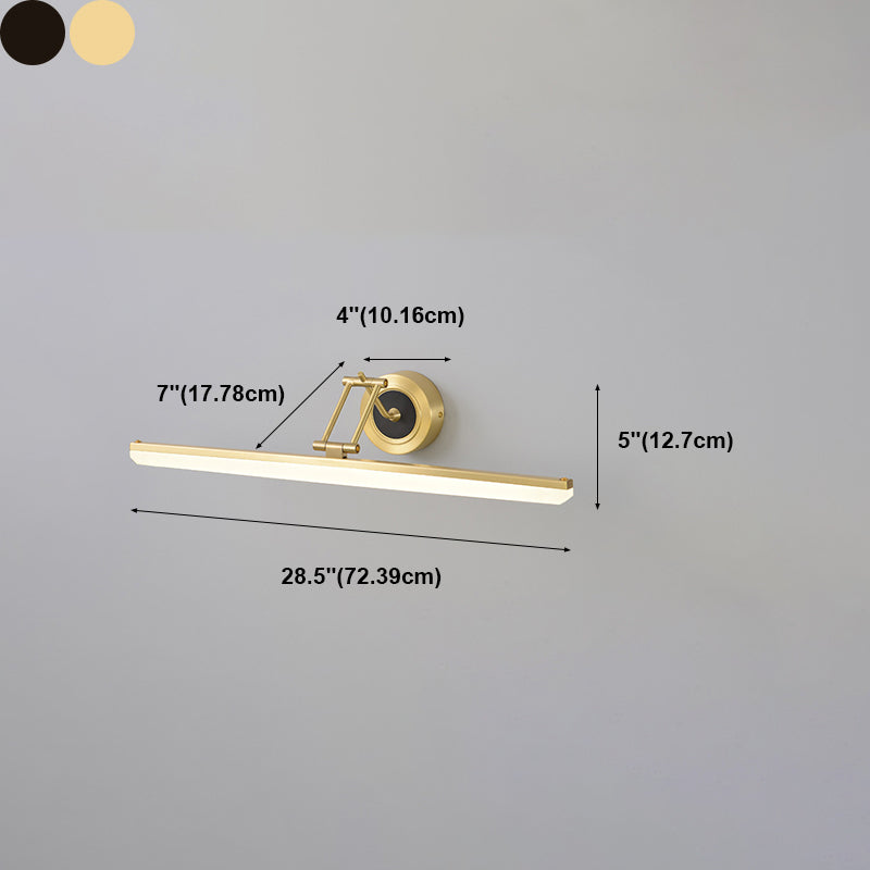 Linear Shade Metal Wall Sconce Modern Style 1 Light Mirror Wall Mounted Light Fixture