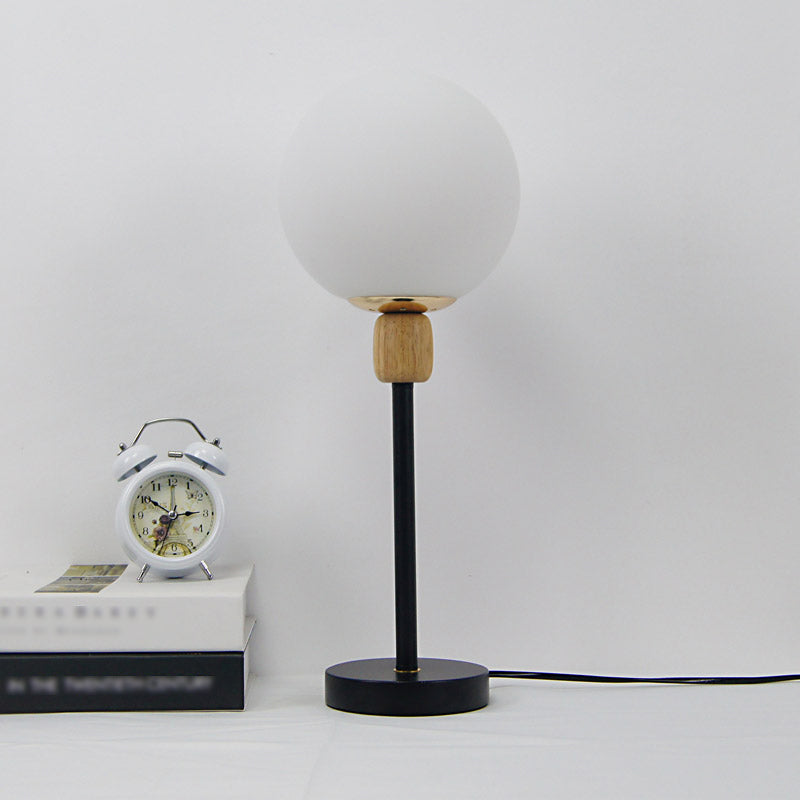 Modern Style Spherical Night Table Lamp White Glass 1-Light Table Light
