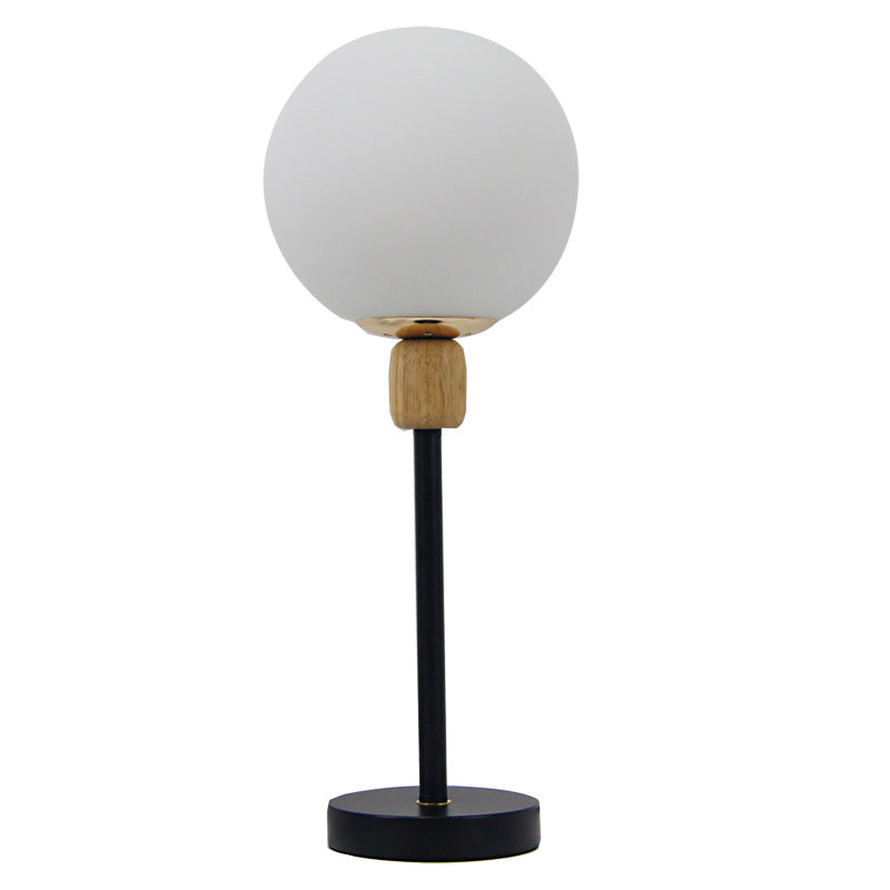 Modern Style Spherical Night Table Lamp White Glass 1-Light Table Light