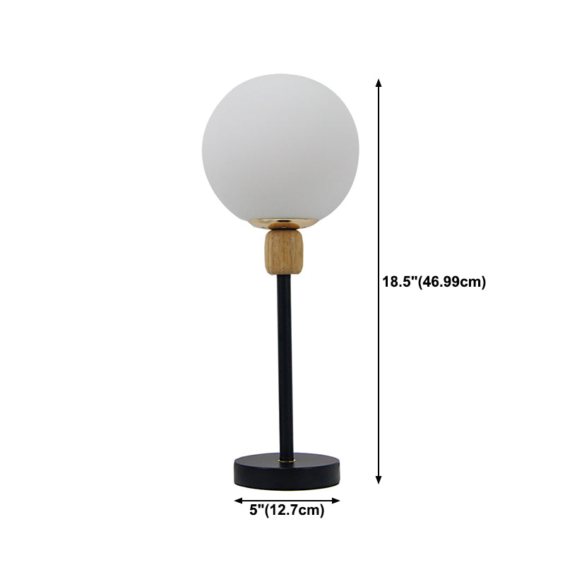 Modern Style Spherical Night Table Lamp White Glass 1-Light Table Light