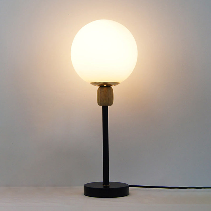 Modern Style Spherical Night Table Lamp White Glass 1-Light Table Light