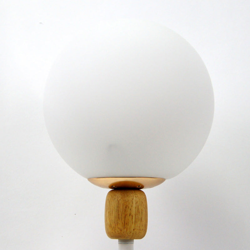 Modern Style Spherical Night Table Lamp White Glass 1-Light Table Light