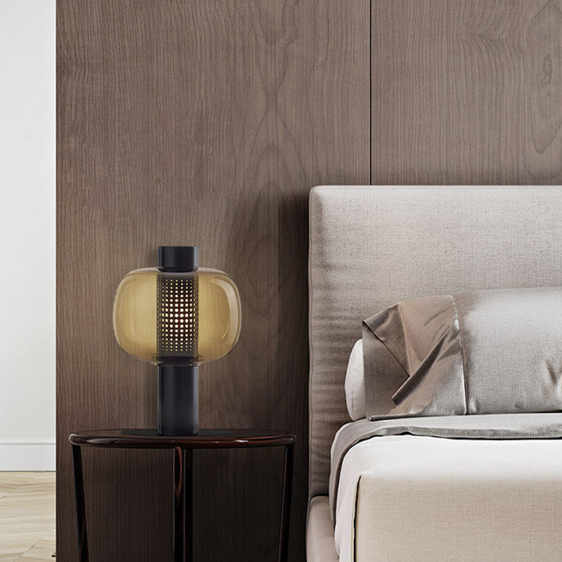 1 lampe de table de nuit géométrique légère lampe de table en verre de style moderne