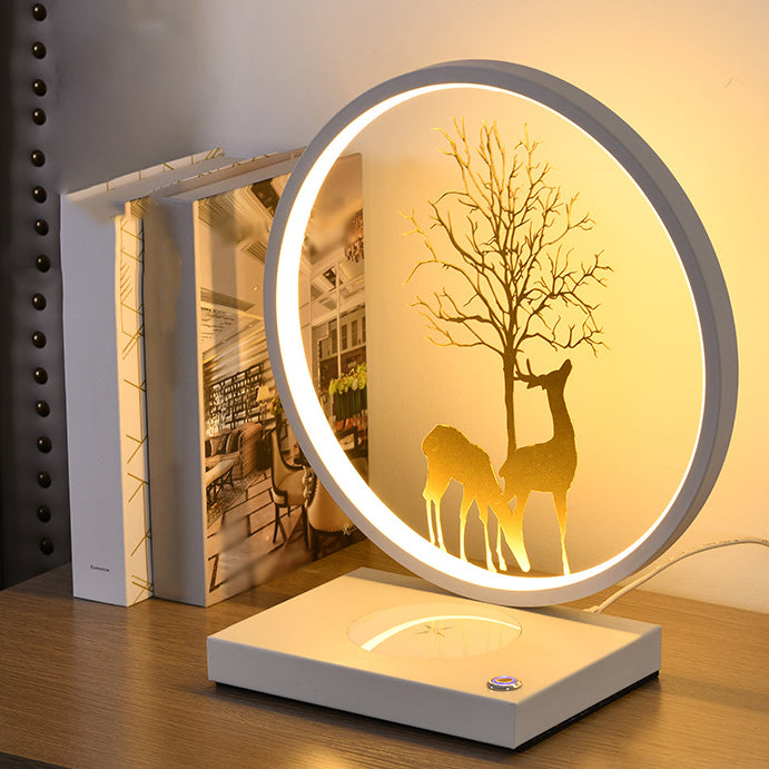 Modern Style Circle Shape Table Light Metal 1 Light Nightstand Lamps for Bedside