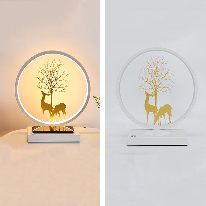 Modern Style Circle Shape Table Light Metal 1 Light Nightstand Lamps for Bedside