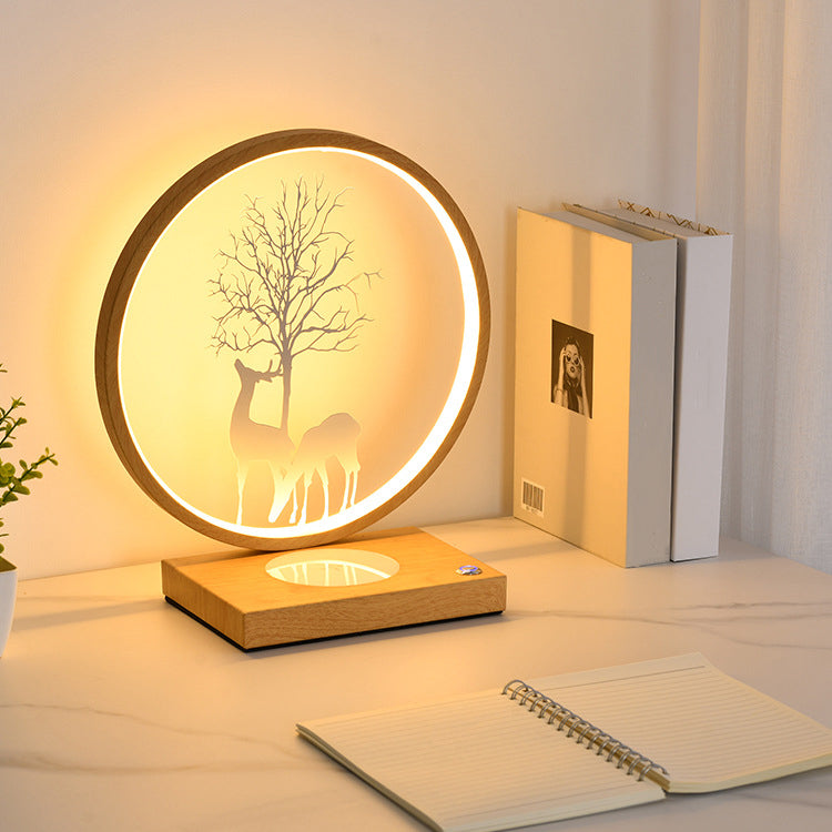 Modern Style Circle Shape Table Light Metal 1 Light Nightstand Lamps for Bedside
