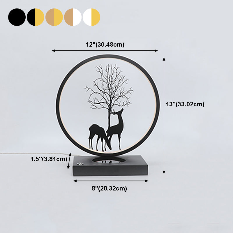 Modern Style Circle Shape Table Light Metal 1 Light Nightstand Lamps for Bedside