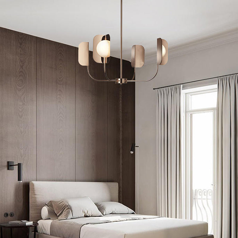 Postmodern Style Chandelier Light Metal Acrylic Pendant Light in Gold for Living Room