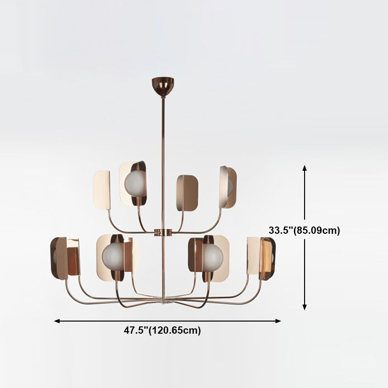 Postmodern Style Chandelier Light Metal Acrylic Pendant Light in Gold for Living Room