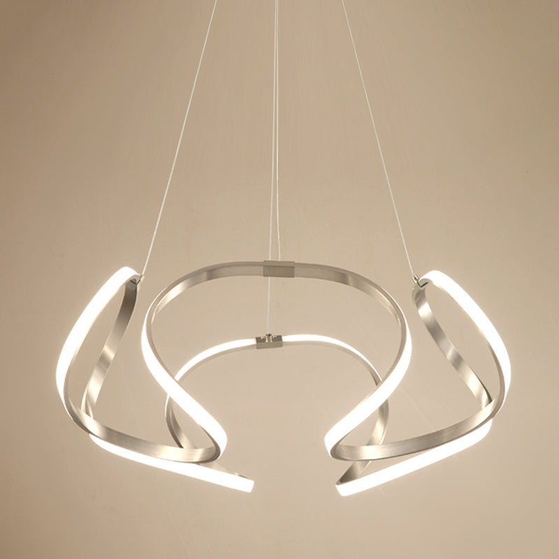 Twisted Shade Chandelier Light Modern Metal 1 Light Chandelier Lighting Fixture in Chrome