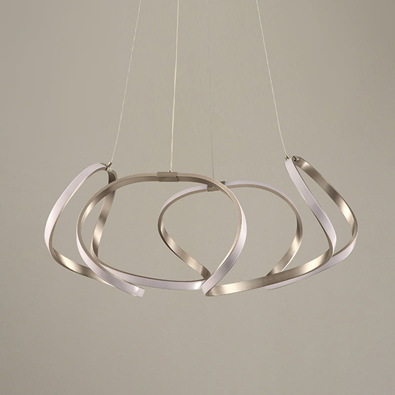 Twisted Shade Chandelier Light Modern Metal 1 Light Chandelier Lighting Fixture in Chrome