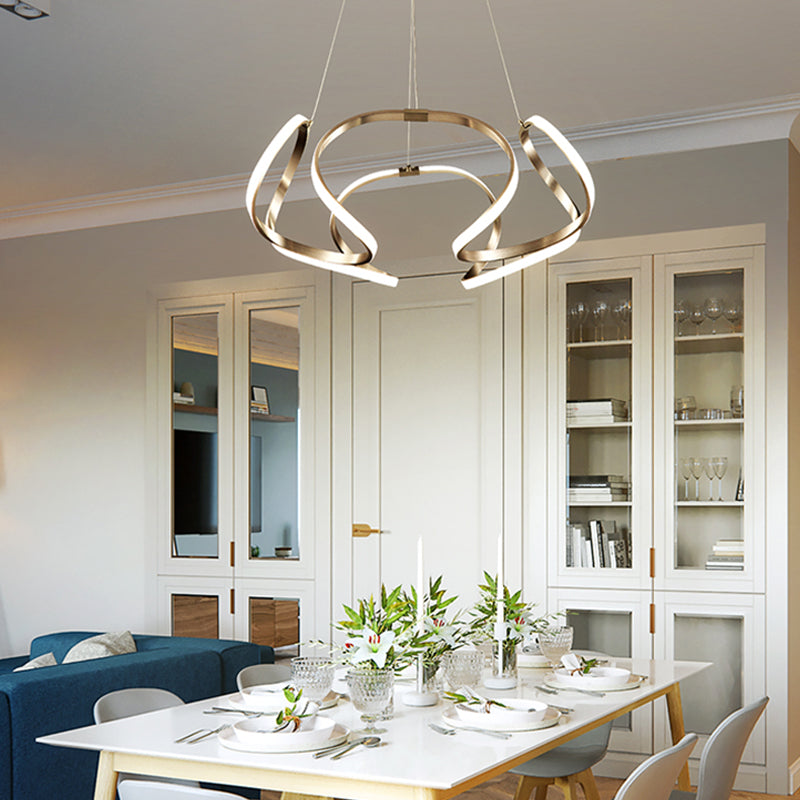 Twisted Shade Chandelier Light Modern Metal 1 Light Chandelier Lighting Fixture in Chrome