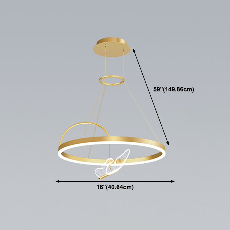 Luces de lámpara de metal de forma de mariposa Modern 3- Ligera de lámpara de lámpara en oro