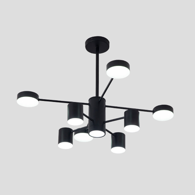 Luces de lámpara de metal de sombra de cilindro accesorios de iluminación de araña modernos en negro